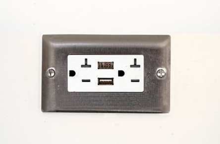 USB & AC/DC outlet installed in a wall