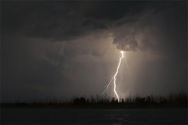 lightning strike in the night sky