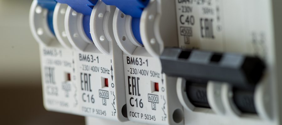 up close visual of a few breakers within a breaker box