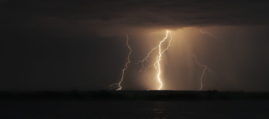 lighting bolts in the distance